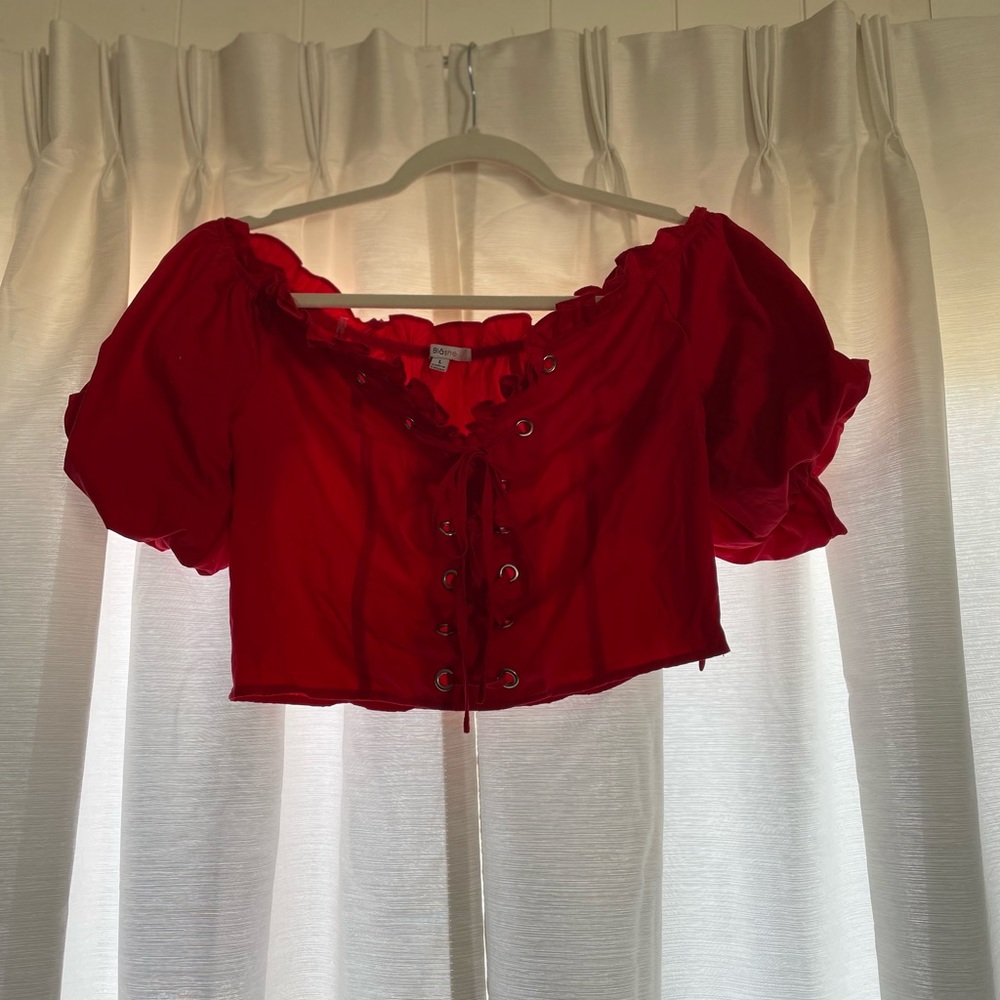 Red cropped top